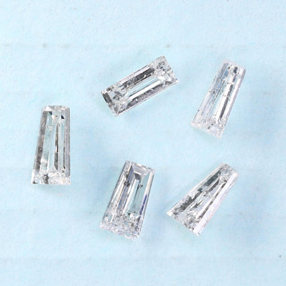 Salt and Pepper Loose Diamonds - Natural Baguette Cut, 0.29 CT Total, SI Clarity, 3.00-3.40 MM (Set of 5 Stones) for Jewelry Making