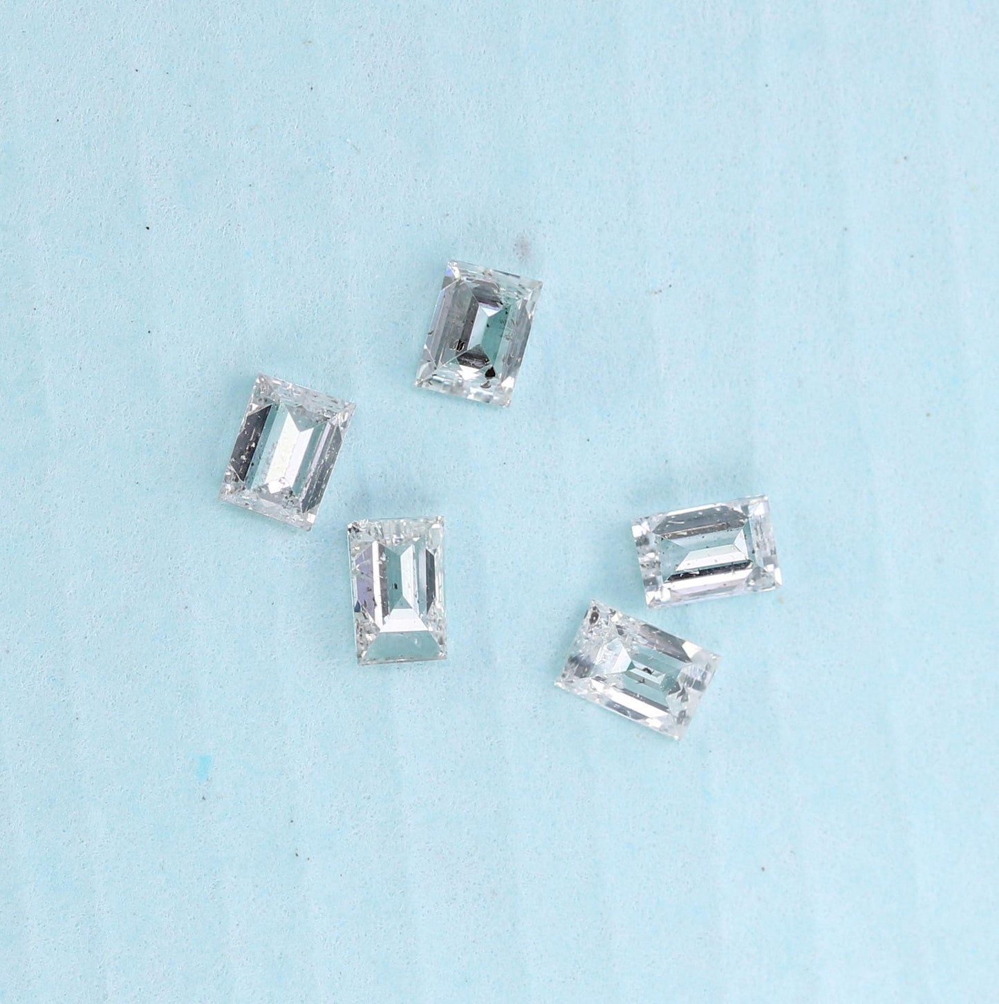 0.26 Carat Salt and Pepper Baguette Diamonds, Set of 5 Natural Loose Diamonds, 2.3-2.6mm SI Clarity for Custom Jewelry