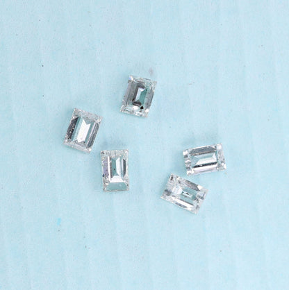 0.26 Carat Salt and Pepper Baguette Diamonds, Set of 5 Natural Loose Diamonds, 2.3-2.6mm SI Clarity for Custom Jewelry