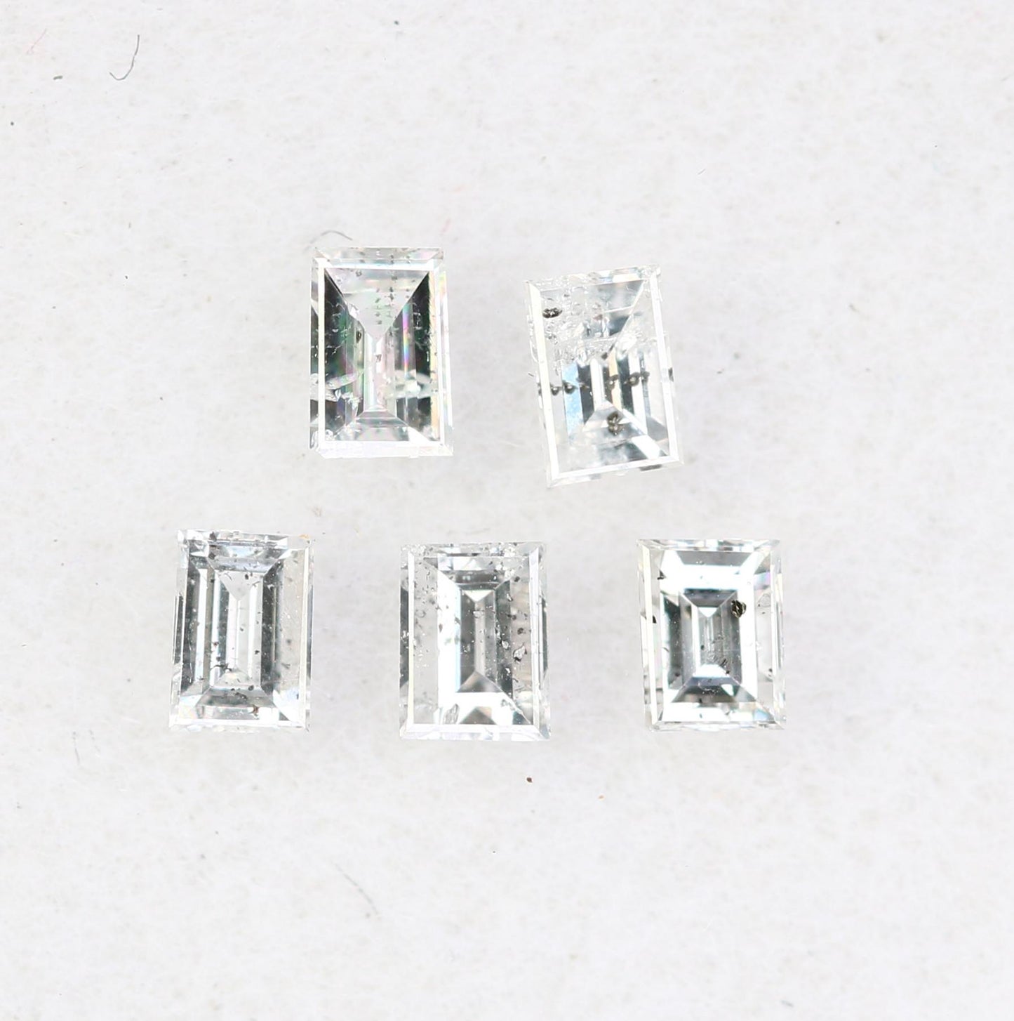 0.26 Carat Salt and Pepper Baguette Diamonds, Set of 5 Natural Loose Diamonds, 2.3-2.6mm SI Clarity for Custom Jewelry