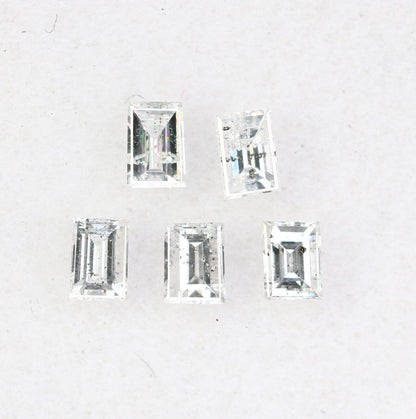 0.26 Carat Salt and Pepper Baguette Diamonds, Set of 5 Natural Loose Diamonds, 2.3-2.6mm SI Clarity for Custom Jewelry
