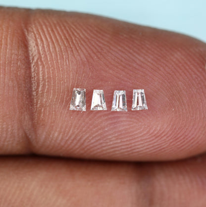 0.19 Carat Salt and Pepper Baguette Diamonds, Set of 4 Natural Loose Diamonds, 2.3-2.6mm SI Clarity for Custom Jewelry