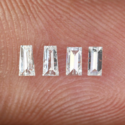 0.27CT Salt and Pepper Baguette Diamonds, Set of 4 Natural Loose Diamonds, Unique Baguette Cut Stones, Rustic Diamond Set for Custom Jewelry
