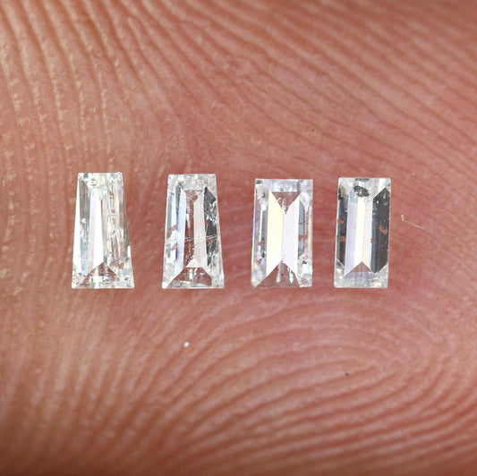 0.27CT Salt and Pepper Baguette Diamonds, Set of 4 Natural Loose Diamonds, Unique Baguette Cut Stones, Rustic Diamond Set for Custom Jewelry