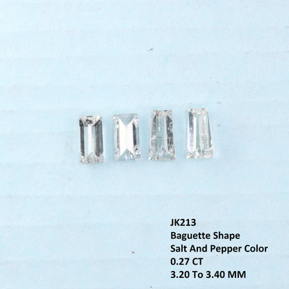 0.27CT Salt and Pepper Baguette Diamonds, Set of 4 Natural Loose Diamonds, Unique Baguette Cut Stones, Rustic Diamond Set for Custom Jewelry