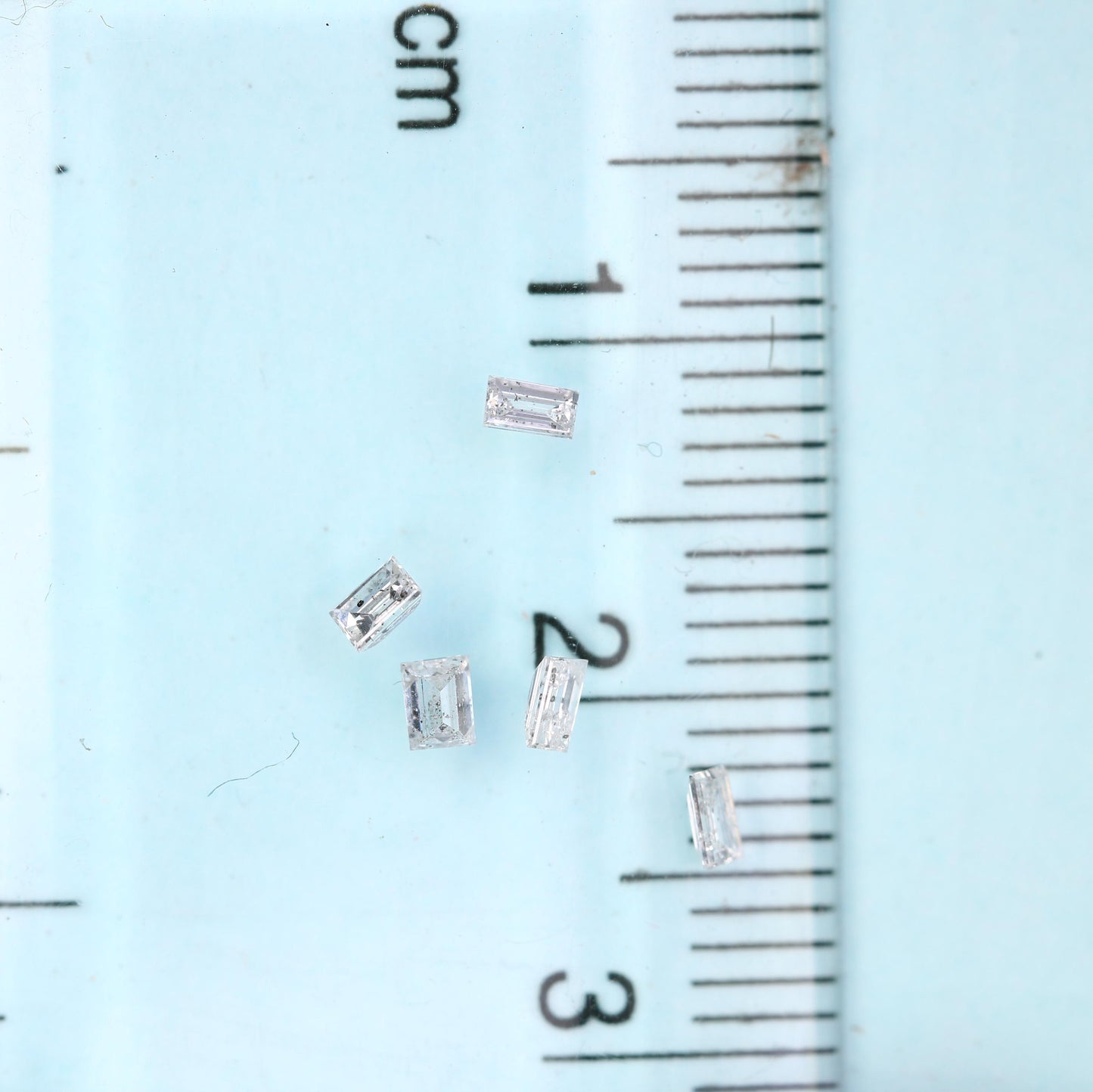 0.26 Carat Salt and Pepper Baguette Diamonds, Set of 5 Natural Loose Diamonds, 2.3-2.6mm SI Clarity for Custom Jewelry