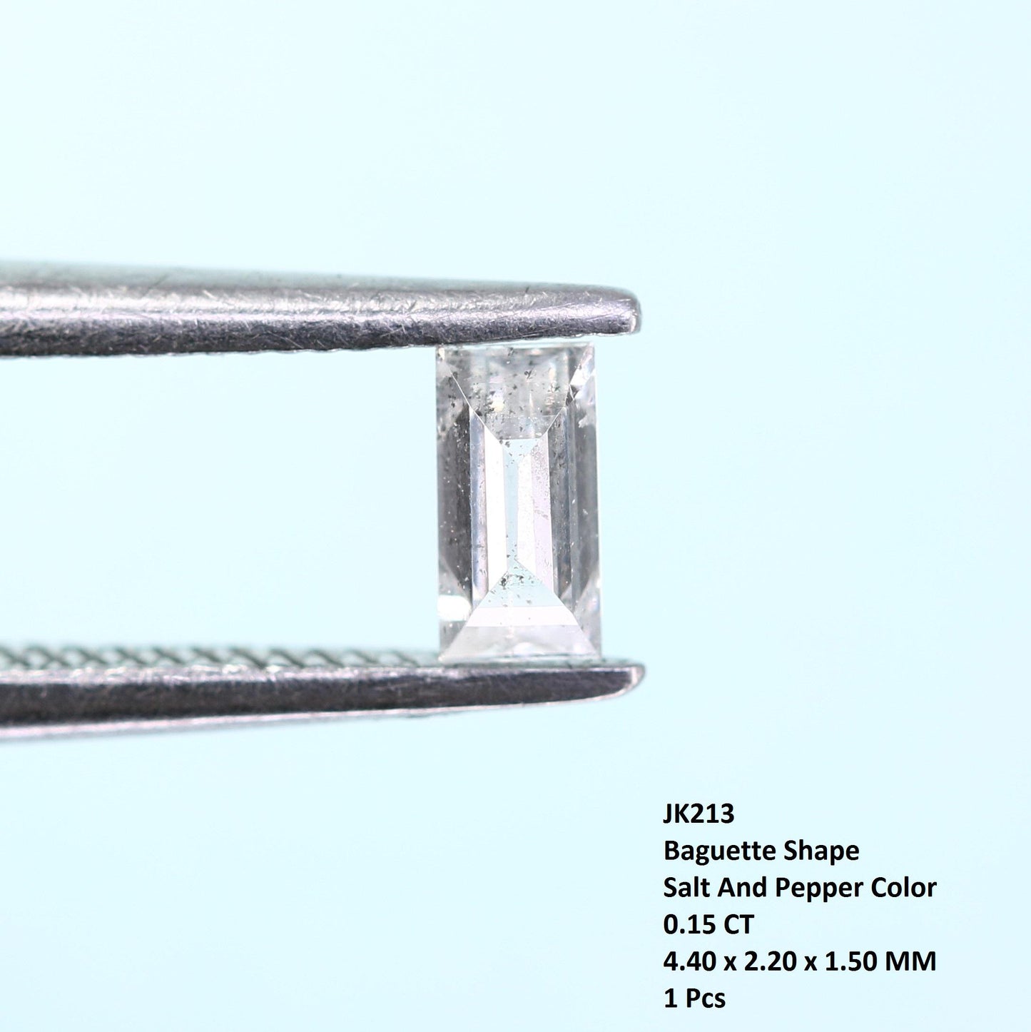 Baguette Salt and Pepper Diamond, 0.15 Carat Natural Loose Diamond, Unique Baguette Cut, Rustic Diamond for Custom Jewelry, Raw Diamond