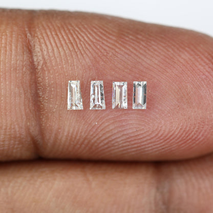 0.27CT Salt and Pepper Baguette Diamonds, Set of 4 Natural Loose Diamonds, Unique Baguette Cut Stones, Rustic Diamond Set for Custom Jewelry