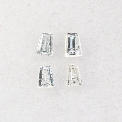 0.19 Carat Salt and Pepper Baguette Diamonds, Set of 4 Natural Loose Diamonds, 2.3-2.6mm SI Clarity for Custom Jewelry