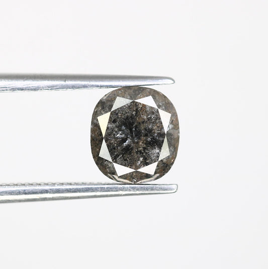 1.47 CT Natural Loose Cushion Shape Diamond Salt And Pepper Cushion Shape Diamond Black Grey Color Cushion Rose Cut Diamond