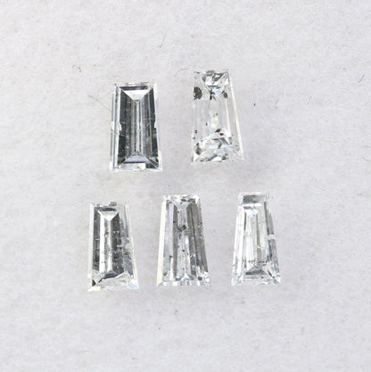 0.43 Carat Salt and Pepper Baguette Diamonds, Set of 5 Real Natural Diamonds, 3.5-3.8mm SI Clarity Loose Stones for Custom Jewelry