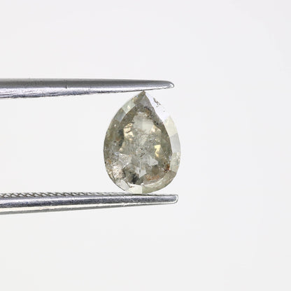 1.22 CT Natural Loose Pear Shape Diamond Salt And Pepper Pear Rose Cut Diamond Black Grey Color Pear Shape Rose Cut Diamond