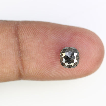 1.47 CT Natural Loose Cushion Shape Diamond Salt And Pepper Cushion Shape Diamond Black Grey Color Cushion Rose Cut Diamond