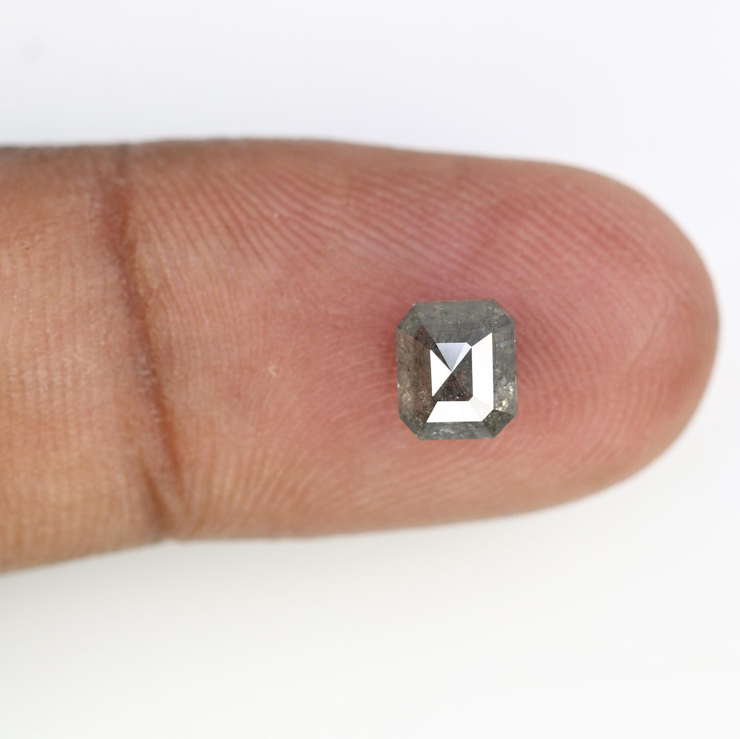1.32 CT Natural Loose Emerald Shape Diamond Salt And Pepper Emerald Shape Diamond  Black Grey Color Emerald Rose Cut Diamond