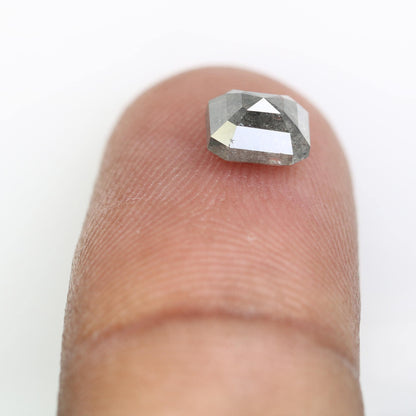 1.32 CT Natural Loose Emerald Shape Diamond Salt And Pepper Emerald Shape Diamond  Black Grey Color Emerald Rose Cut Diamond