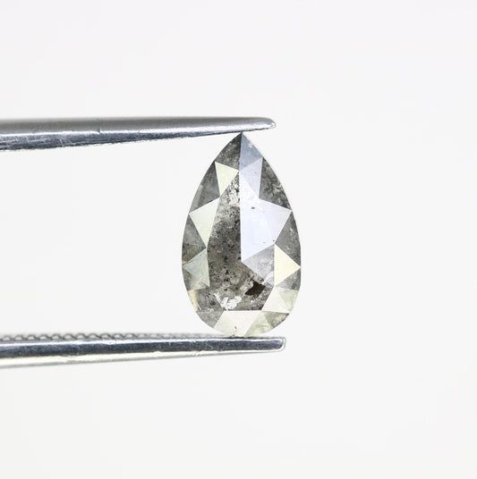 1.29 CT Natural Loose Pear Shape Diamond Salt And Pepper Pear Rose Cut Diamond Black Grey Color Pear Shape Rose Cut Diamond
