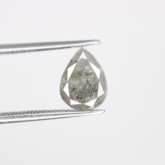 2.71 CT Natural Loose Pear Shape Diamond Salt And Pepper Pear Cut Diamond Natural Black Grey Color Pear Shape Rose Cut Diamond