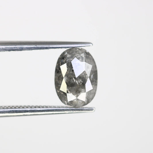 1.65 CT Natural Loose Oval Shape Diamond Salt And Pepper Oval Cut Diamond Natural Black Grey Color Oval Rose Cut Diamond