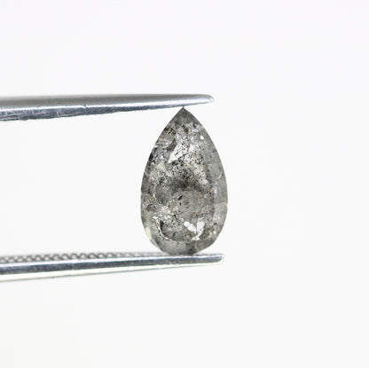 1.29 CT Natural Loose Pear Shape Diamond Salt And Pepper Pear Rose Cut Diamond Black Grey Color Pear Shape Rose Cut Diamond