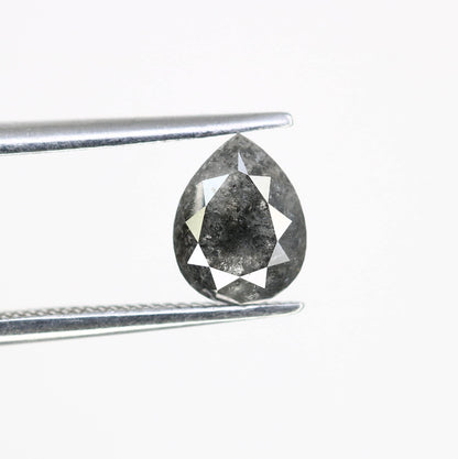 1.23 CT Natural Loose Pear Shape Diamond Salt And Pepper Pear Cut Diamond Natural Loose Black Grey Pear Rose Cut Diamond