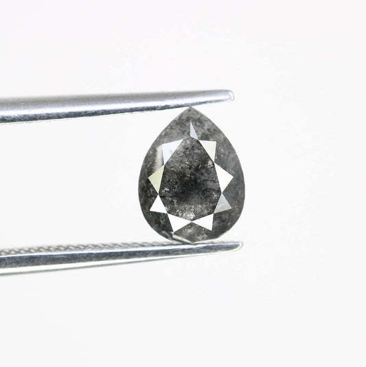 1.23 CT Natural Loose Pear Shape Diamond Salt And Pepper Pear Cut Diamond Natural Loose Black Grey Pear Rose Cut Diamond