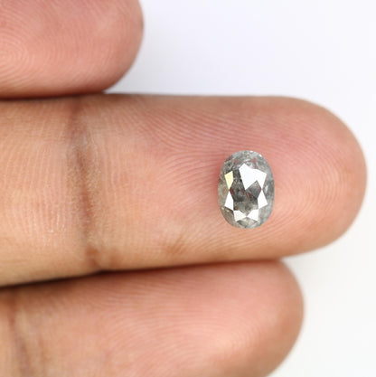1.65 CT Natural Loose Oval Shape Diamond Salt And Pepper Oval Cut Diamond Natural Black Grey Color Oval Rose Cut Diamond