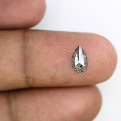 1.29 CT Natural Loose Pear Shape Diamond Salt And Pepper Pear Rose Cut Diamond Black Grey Color Pear Shape Rose Cut Diamond