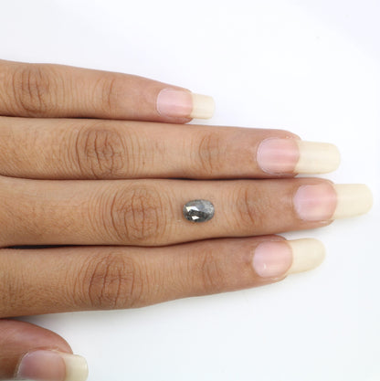 1.65 CT Natural Loose Oval Shape Diamond Salt And Pepper Oval Cut Diamond Natural Black Grey Color Oval Rose Cut Diamond