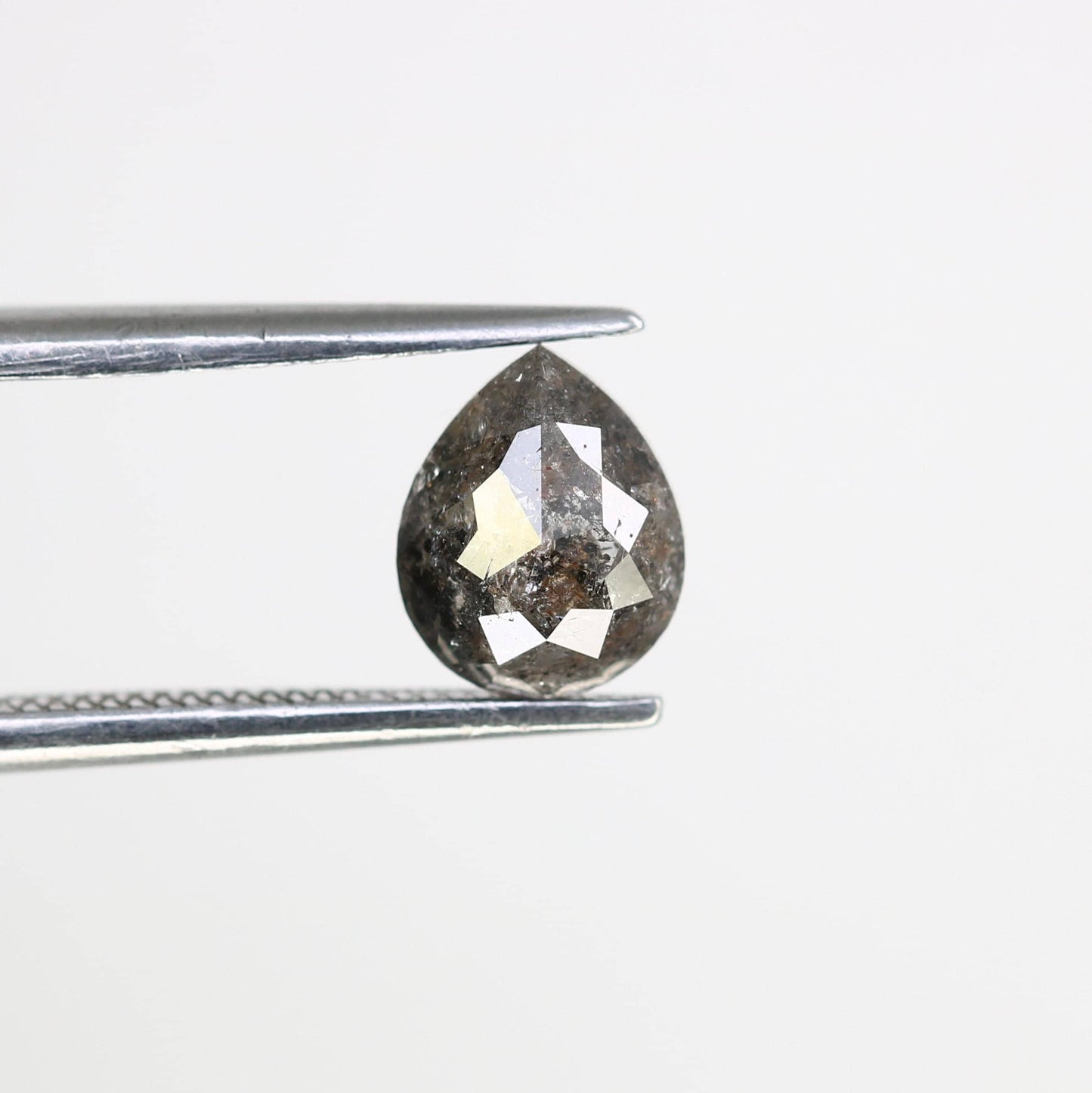 1.08 CT Natural Loose Pear Shape Diamond Salt And Pepper Pear Rose Cut Diamond Natural Black Grey Color Pear Shape Diamond