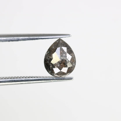 1.08 CT Natural Loose Pear Shape Diamond Salt And Pepper Pear Rose Cut Diamond Natural Black Grey Color Pear Shape Diamond
