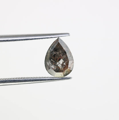 1.15 CT Natural Loose Pear Shape Diamond Salt And Pepper Pear Cut Diamond Natural Black Grey Color Pear Rose Cut Diamond