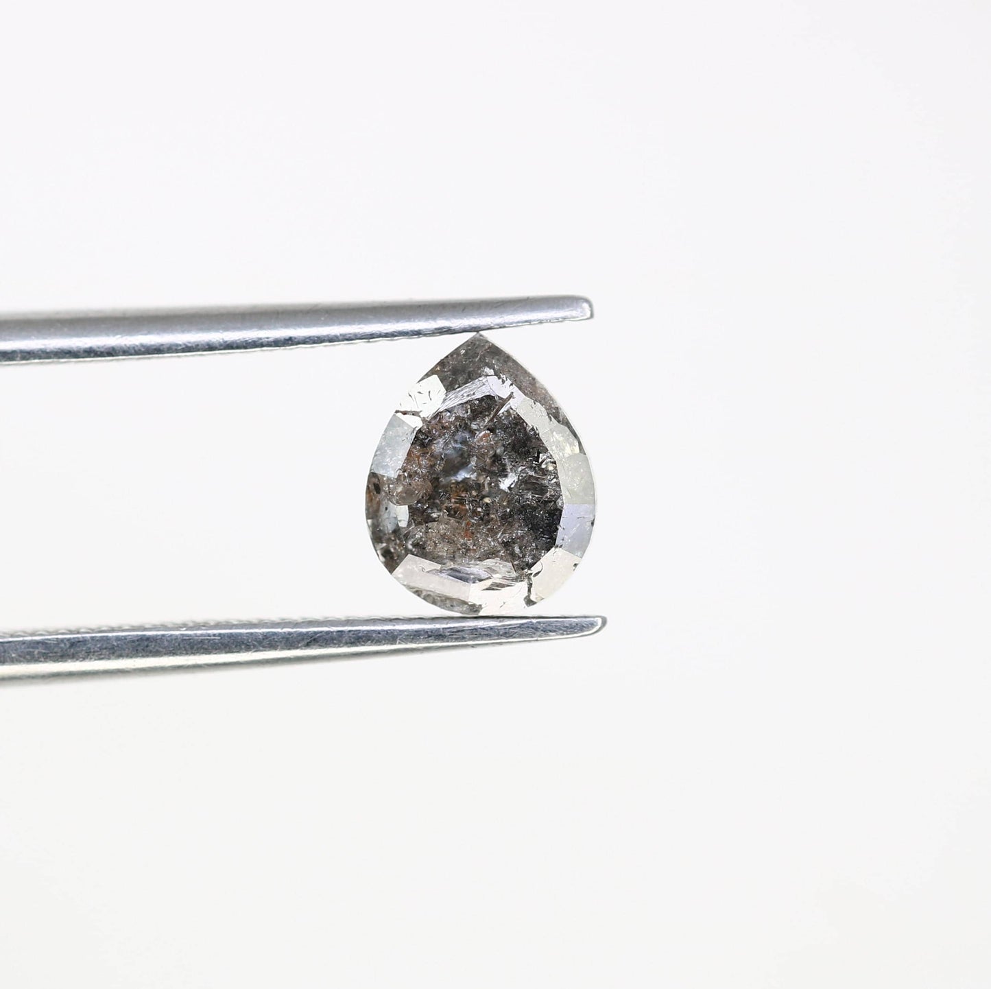 1.08 CT Natural Loose Pear Shape Diamond Salt And Pepper Pear Rose Cut Diamond Natural Black Grey Color Pear Shape Diamond