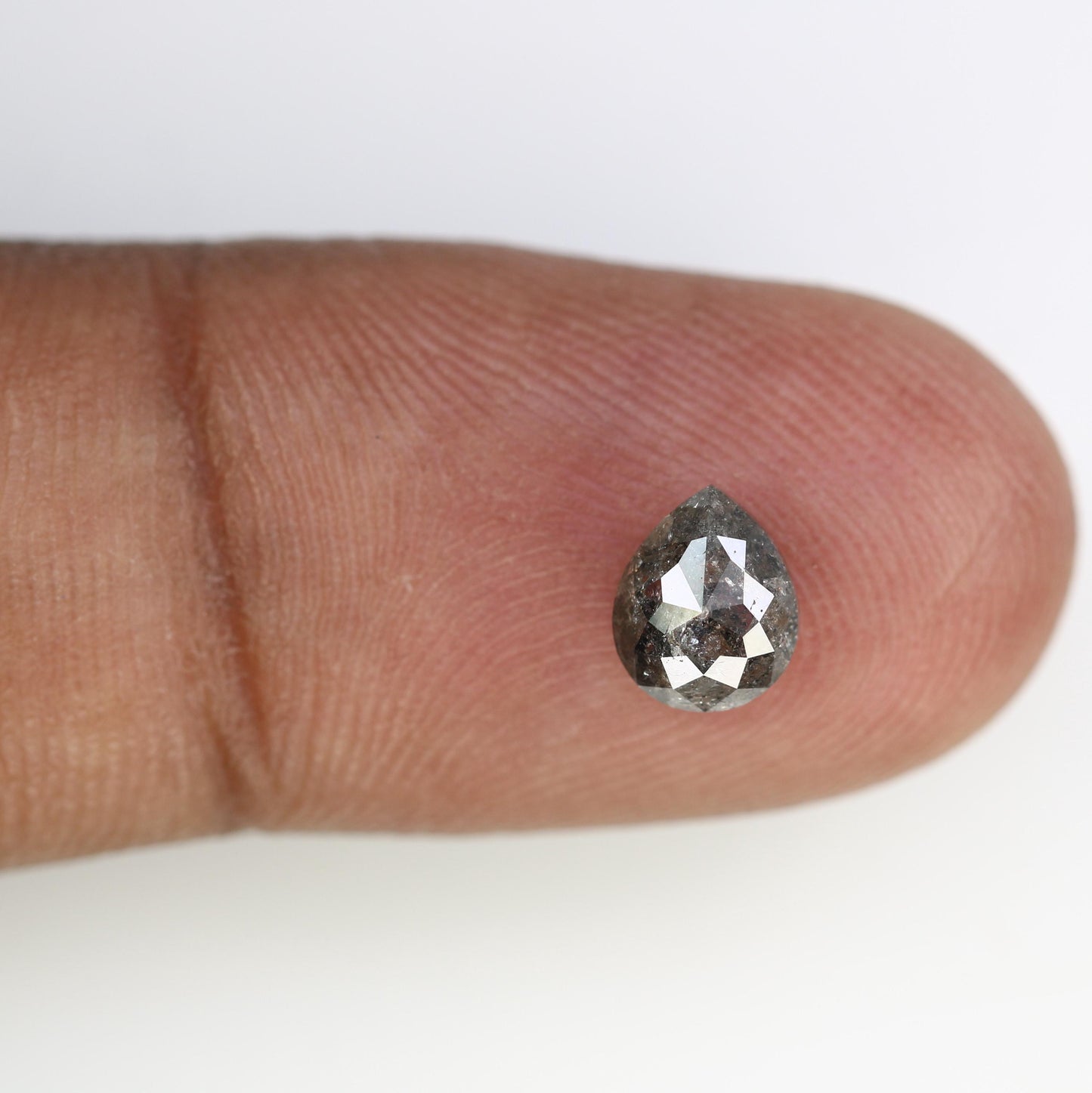 1.08 CT Natural Loose Pear Shape Diamond Salt And Pepper Pear Rose Cut Diamond Natural Black Grey Color Pear Shape Diamond