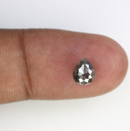 1.08 CT Natural Loose Pear Shape Diamond Salt And Pepper Pear Rose Cut Diamond Natural Black Grey Color Pear Shape Diamond