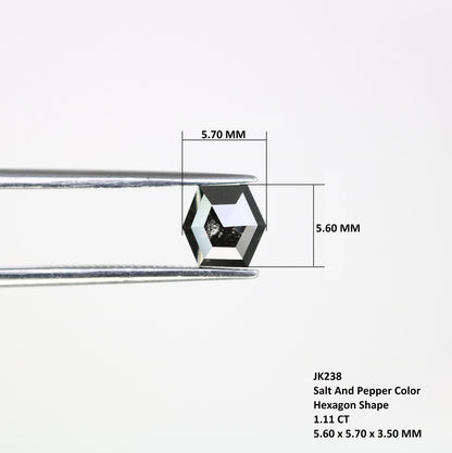 1.11 Carats Salt and Pepper Hexagon-Shaped Loose Diamond | Ethically Sourced Pure Natural Diamond | Unique Natural Diamond for Jewellery