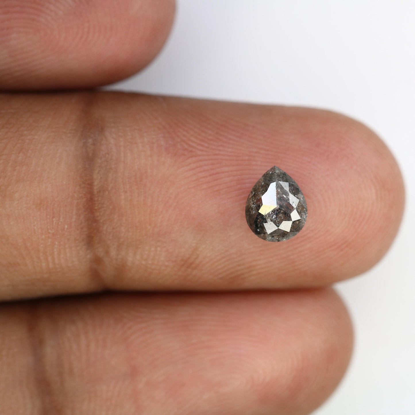1.08 CT Natural Loose Pear Shape Diamond Salt And Pepper Pear Rose Cut Diamond Natural Black Grey Color Pear Shape Diamond