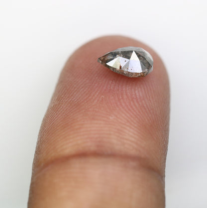 1.15 CT Natural Loose Pear Shape Diamond Salt And Pepper Pear Cut Diamond Natural Black Grey Color Pear Rose Cut Diamond