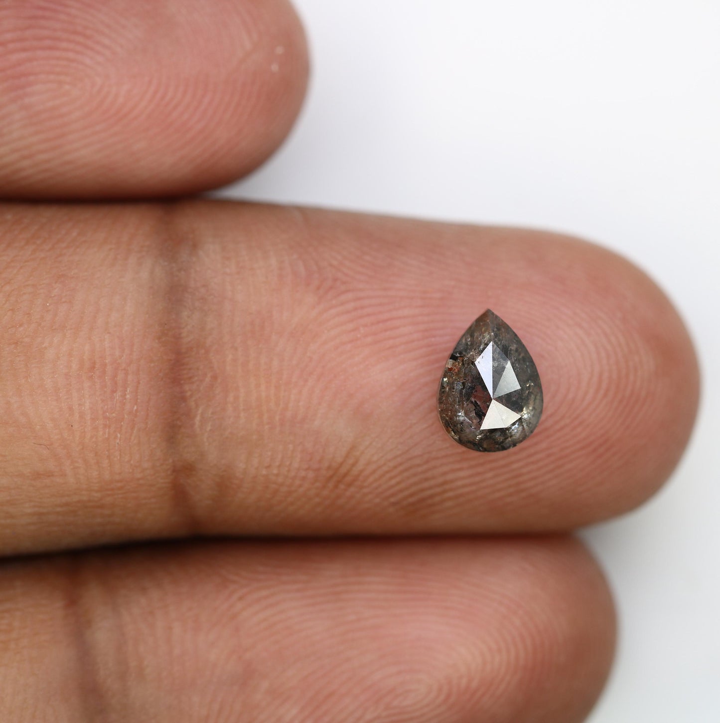 1.15 CT Natural Loose Pear Shape Diamond Salt And Pepper Pear Cut Diamond Natural Black Grey Color Pear Rose Cut Diamond