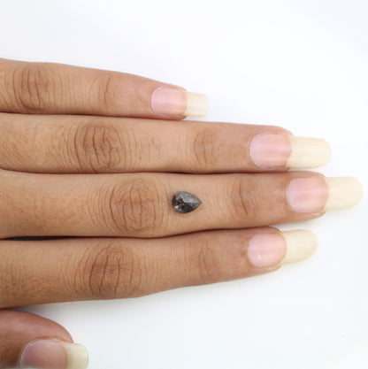 1.15 CT Natural Loose Pear Shape Diamond Salt And Pepper Pear Cut Diamond Natural Black Grey Color Pear Rose Cut Diamond