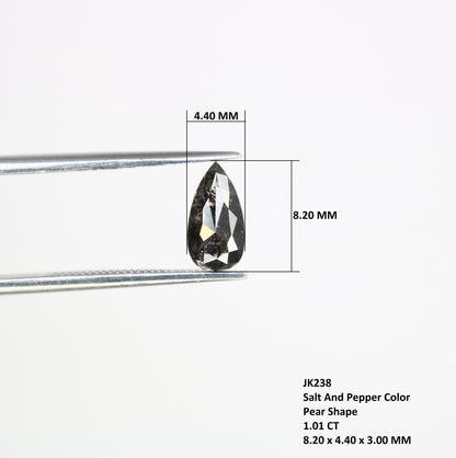 1.01 Carats Natural Loose Pear Shape Diamond Salt And Pepper Pear Cut Diamond Natural Loose Black Grey Pear Rose Cut Diamond