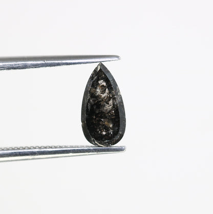 1.01 Carats Natural Loose Pear Shape Diamond Salt And Pepper Pear Cut Diamond Natural Loose Black Grey Pear Rose Cut Diamond