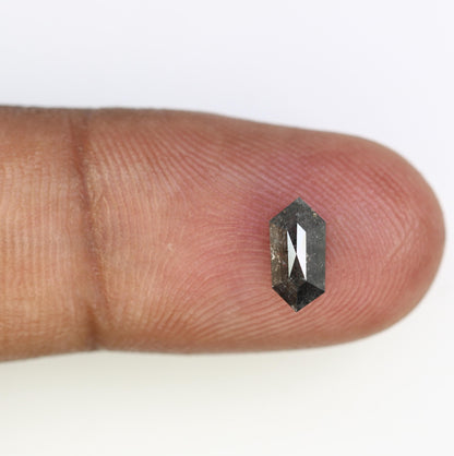 1.01 Carats Natural Loose Hexagon Salt And Pepper Diamond Black Grey Color Hexagon Shape Rose Cut Diamond