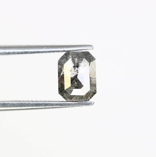 0.83 CT Natural Loose Emerald Shape Diamond Salt And Pepper Emerald Cut Diamond Natural Black Grey Emerald Rose Cut Diamond