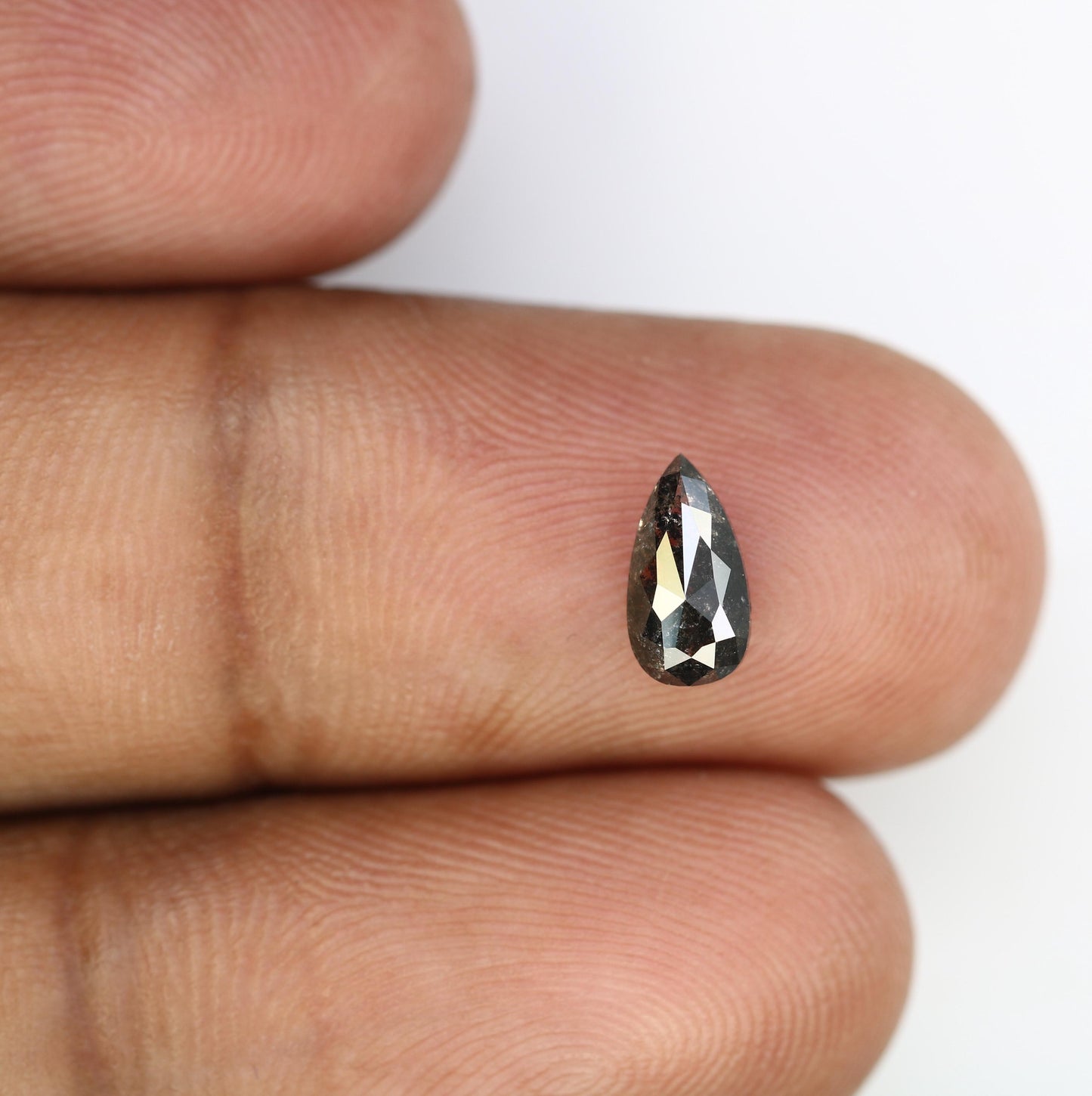 1.01 Carats Natural Loose Pear Shape Diamond Salt And Pepper Pear Cut Diamond Natural Loose Black Grey Pear Rose Cut Diamond