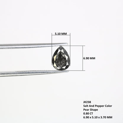 0.80 Carat Natural Loose Pear Shape Diamond Salt And Pepper Pear Cut Diamond Natural Loose Black Grey Color Pear Rose Cut Diamond