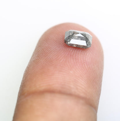 0.83 CT Natural Loose Emerald Shape Diamond Salt And Pepper Emerald Cut Diamond Natural Black Grey Emerald Rose Cut Diamond