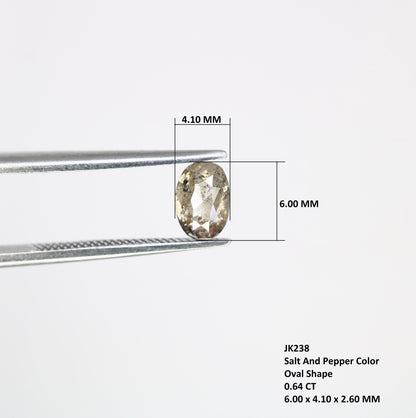 0.64 Carats Salt And Pepper Diamond, Reddish Brown Color Diamond, Natural Oval Shape Loose Rose Cut Diamond Ring Jewelry, Wholesale Diamond