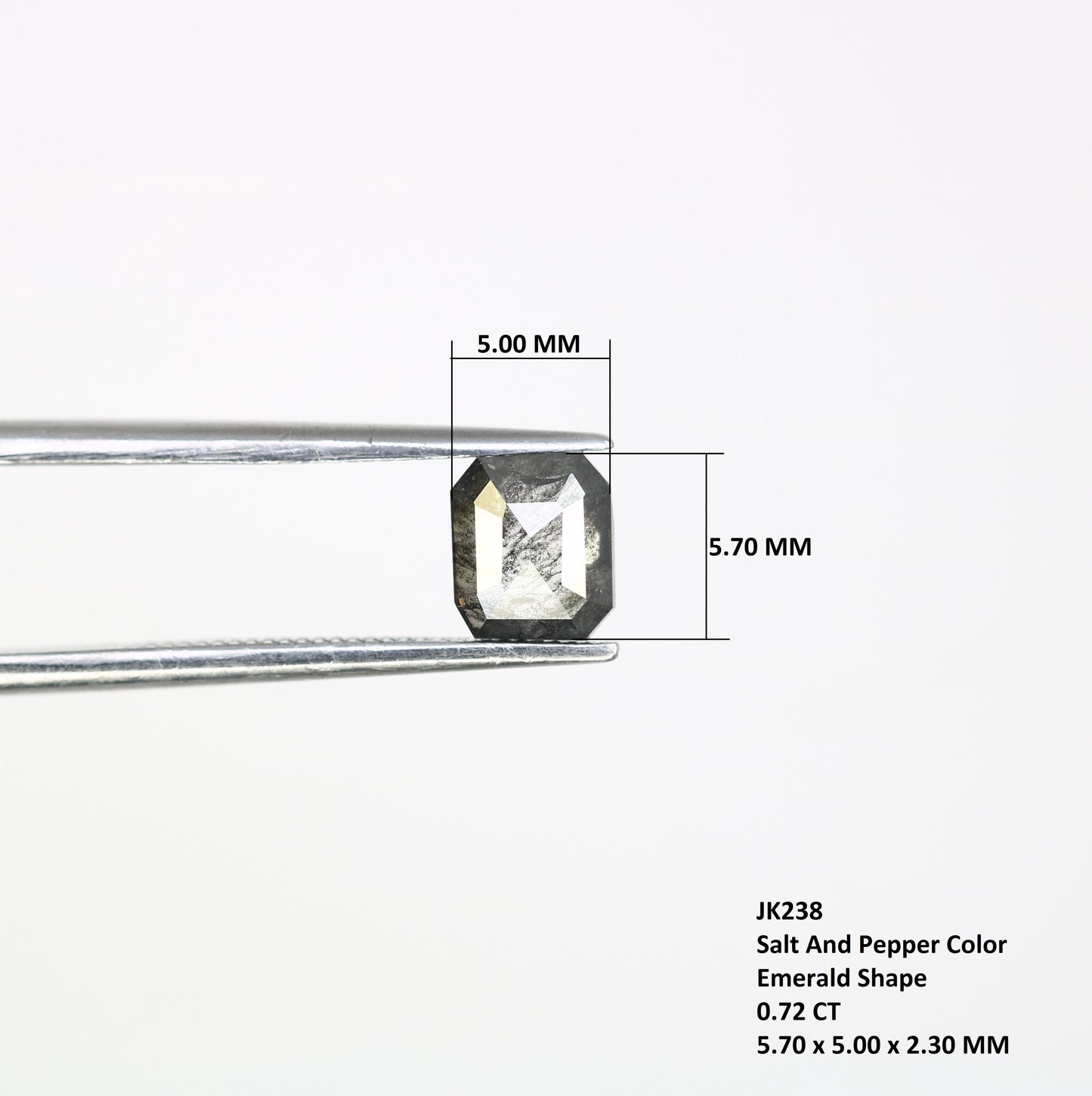 0.72 CT Emerald-Cut Salt and Pepper Diamond | Bold & Unique | Ethically Sourced Pure Natural Diamond | Emerald Diamond for Ring