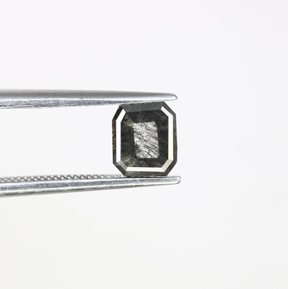0.72 CT Emerald-Cut Salt and Pepper Diamond | Bold & Unique | Ethically Sourced Pure Natural Diamond | Emerald Diamond for Ring