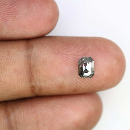 0.83 CT Natural Loose Emerald Shape Diamond Salt And Pepper Emerald Cut Diamond Natural Black Grey Emerald Rose Cut Diamond